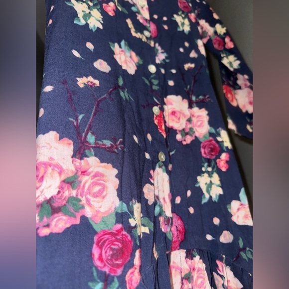 Mia Joy Navy Floral Hi Lo Girls Dress - Picture 3 of 4